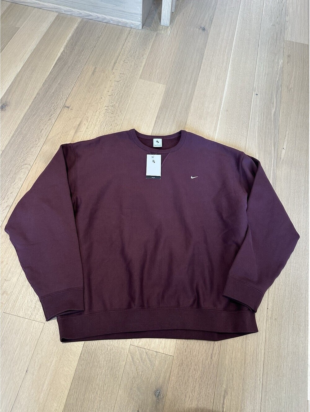 Nike Burgundy Solo Swoosh Track Suit Set Men’s Hoodie L, Crewneck XL & Pants XL - Picture 8 of 8